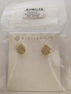 Kendra Scott Tessa Stud Earrings Gold Iridescent Drusy 1 Pair 207947-26137KSW